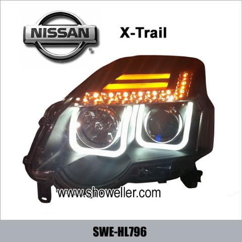 Nissan X-TRAIL Angel Eye LED Head Lamp DRL Headlights Dayline BLACK Head Lights SWE-HL796