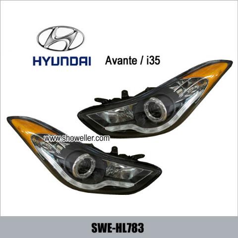 Hyundai Avante i35 Angel Eye LED Head Lamp DRL Headlights Dayline BLACK Head Lights SWE-HL783