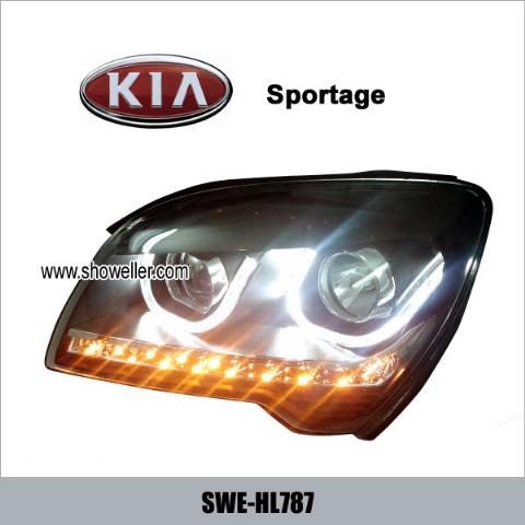 KIA Sportage Angel Eye LED Head Lamp DRL Headlights Dayline BLACK Head Lights SWE-HL787