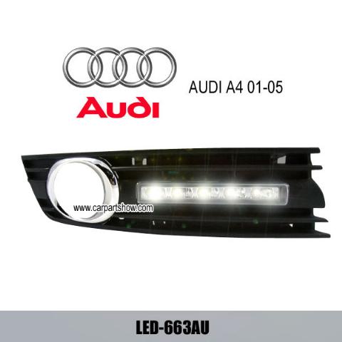 AUDI A4 01-05 DRL LED Daytime Running Lights Car headlight parts Fog lamp cover LED-663AU