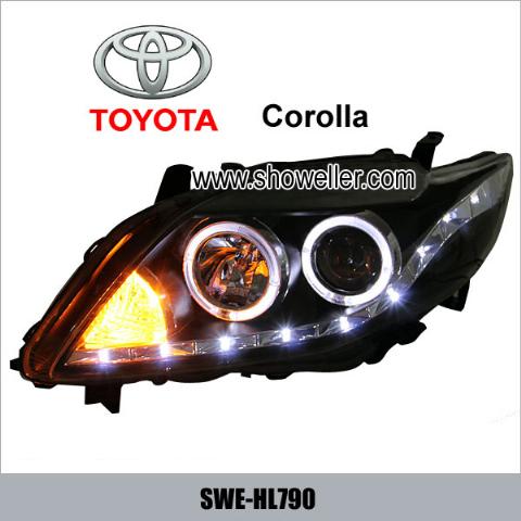 toyota Corolla Angel Eye LED Head Lamp DRL Headlights Dayline BLACK Head Lights SWE-HL790
